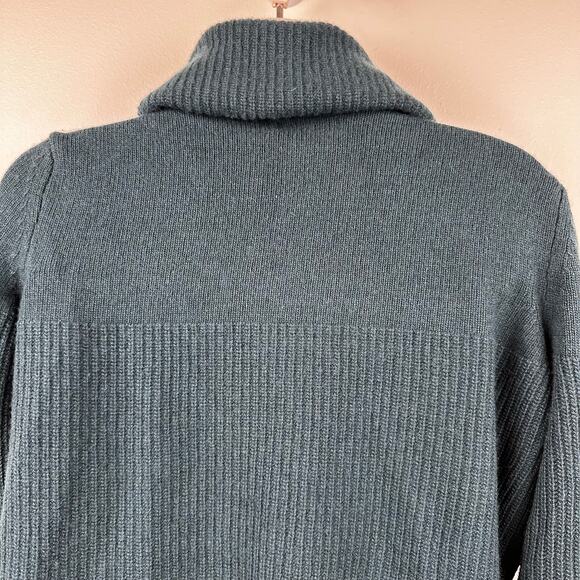 Bartolini Wool Cashmere Blend Turtleneck Sweater Ribbed Knit Green Size Small - Picture 4 of 8